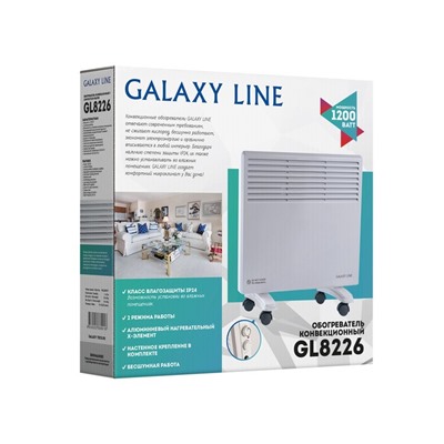 Обогреватель Galaxy LINE GL 8226, конвекторный, 1200 Вт, 15 м², белый