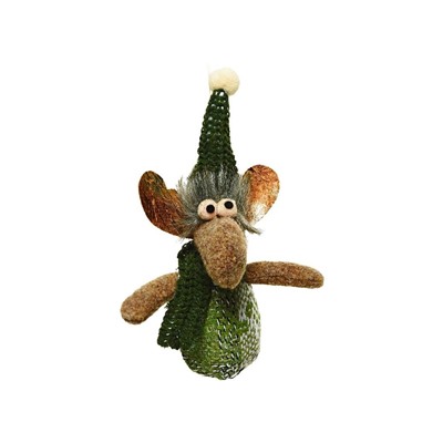 Ёлочная игрушка ОЛЕНЬ ТИЛЛО, (темный зелёный шарф), полиэстер, 20 см, Kaemingk (Decoris)