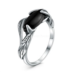 Кольцо из чернёного серебра с чёрным агатом