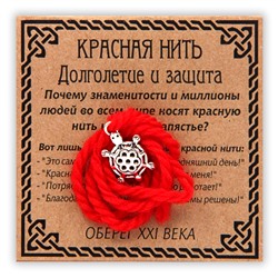 KN027-3 Красная нить Долголетие и защита, серебр. (черепаха)