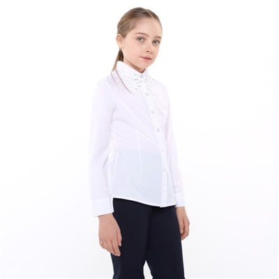 Блузка школьная для девочек, цвет белый, рост 158 см