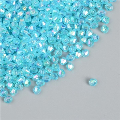 Бусины для творчества пластик "Ромб-кристалл голография голубой" набор 20 гр 0,4х0,4 см