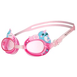 Очки для плавания детские ONLYTOP «Нарвалы», цвет розовый, уценка