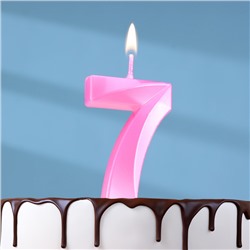 Свеча в торт на шпажке «Грань», цифра "7", 5 см, розовая