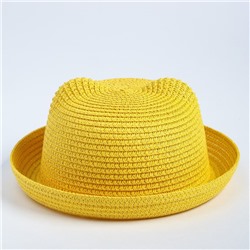 Шляпка-котелок детская, цвет желтый, размер 52